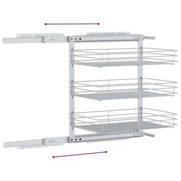 3-Tier Pull-out Kitchen Wire Basket - Silver Storage Solution