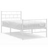 Elegant White Metal Bed Frame with Headboard & Footboard