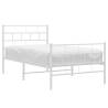 Elegant White Metal Bed Frame with Headboard & Footboard