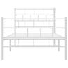 Elegant White Metal Bed Frame with Headboard & Footboard