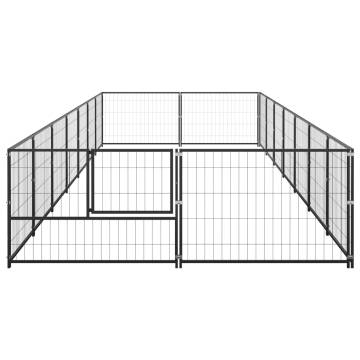 Durable Black Dog Kennel - 14 m² Steel Outdoor Cage