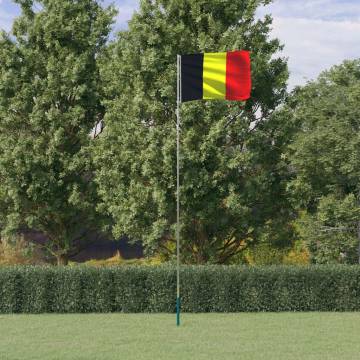 Belgium Flag and Pole 5.55 m Aluminium - Eye-Catching Set