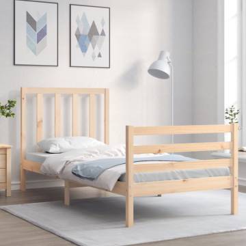 Solid Wood Bed Frame with Headboard 90x200 cm | Hipomarket