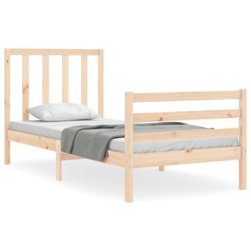 Solid Wood Bed Frame with Headboard 90x200 cm | Hipomarket