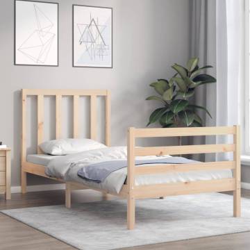 Solid Wood Bed Frame with Headboard 90x200 cm | Hipomarket