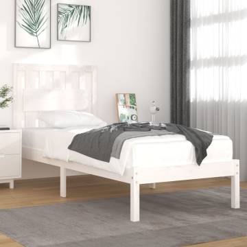 White Solid Wood Pine Bed Frame 90x200 cm - Hipomarket