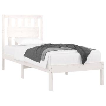 White Solid Wood Pine Bed Frame 90x200 cm - Hipomarket