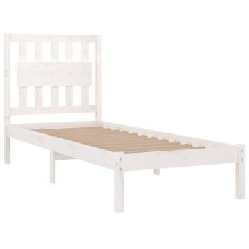 White Solid Wood Pine Bed Frame 90x200 cm - Hipomarket