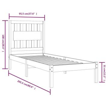 White Solid Wood Pine Bed Frame 90x200 cm - Hipomarket