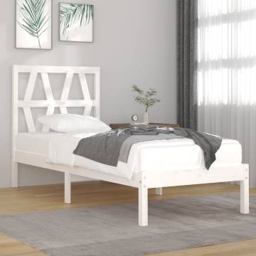 White Solid Wood Pine Bed Frame 90x200 cm | Hipomarket