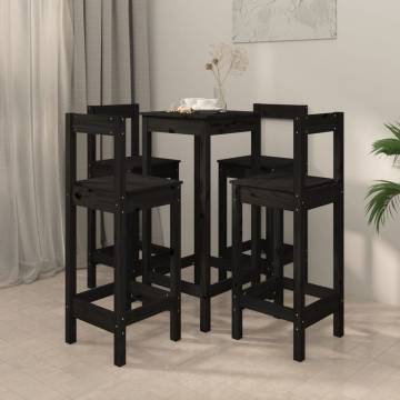 5 Piece Black Solid Wood Pine Bar Set - Stylish & Durable