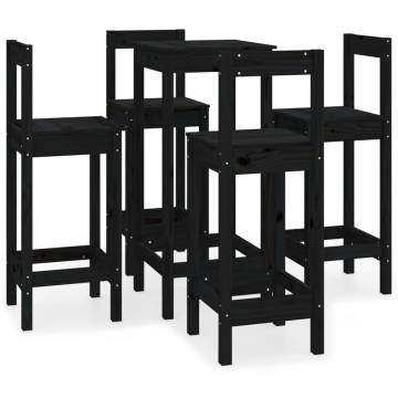 5 Piece Black Solid Wood Pine Bar Set - Stylish & Durable