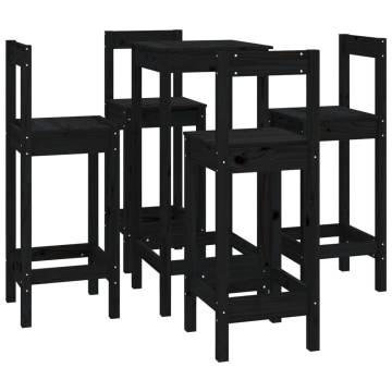 5 Piece Black Solid Wood Pine Bar Set - Stylish & Durable