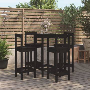 5 Piece Black Solid Wood Pine Bar Set - Stylish & Durable