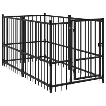 Durable Black Dog Kennel - 193.5x97x100 cm Steel Safety