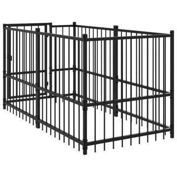 Durable Black Dog Kennel - 193.5x97x100 cm Steel Safety