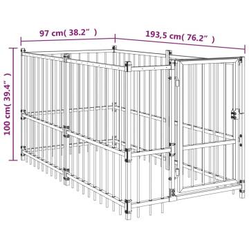 Durable Black Dog Kennel - 193.5x97x100 cm Steel Safety