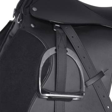 Horse Riding Saddle Set 17.5" Real Leather Black 5-in-1