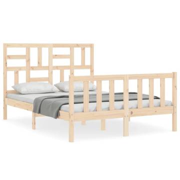 Small Double Solid Wood Bed Frame with Headboard | HipoMarket