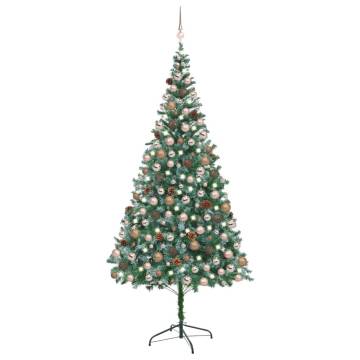 210 cm Pre-lit Christmas Tree with Ball Set & Pinecones | HipoMarket