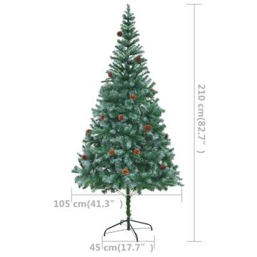 210 cm Pre-lit Christmas Tree with Ball Set & Pinecones | HipoMarket