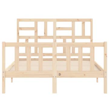 Small Double Solid Wood Bed Frame with Headboard | HipoMarket