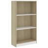 3-Tier Book Cabinet White & Sonoma Oak | HipoMarket