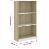 3-Tier Book Cabinet White & Sonoma Oak | HipoMarket