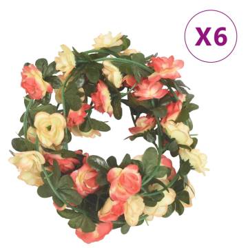 Artificial Flower Garlands - 6 pcs Rose & Champagne - 240 cm