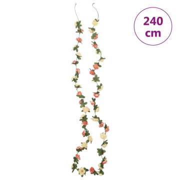 Artificial Flower Garlands - 6 pcs Rose & Champagne - 240 cm