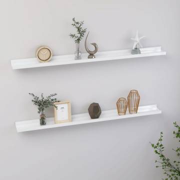 High Gloss White Wall Shelves - 2 Pcs, 100x9x3 cm