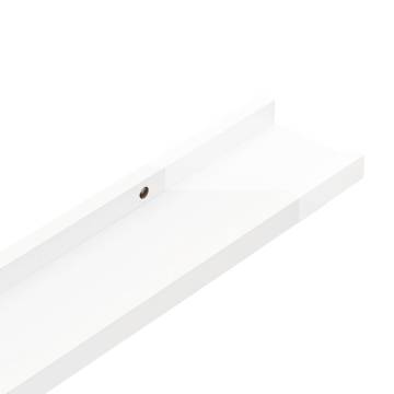 High Gloss White Wall Shelves - 2 Pcs, 100x9x3 cm