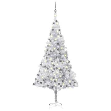 Artificial Pre-lit Christmas Tree with Ball Set - 210 cm Silver