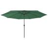 Outdoor Parasol with LED Lights and Metal Pole 400 cm Green Colour green Quantity in Package 1 