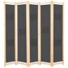 Stylish 5-Panel Room Divider Grey - 200x170 cm