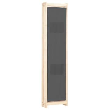 Stylish 5-Panel Room Divider Grey - 200x170 cm