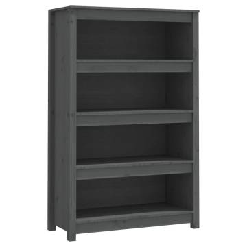 Book Cabinet Grey 80x35x126 cm - Solid Wood Pine | Hipo Market