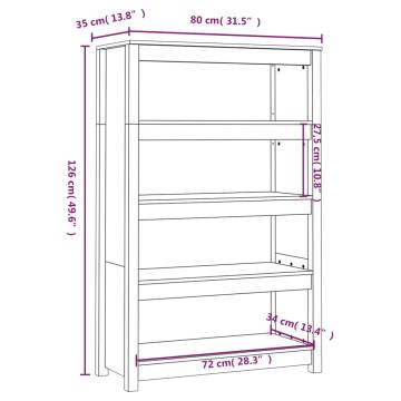 Book Cabinet Grey 80x35x126 cm - Solid Wood Pine | Hipo Market