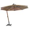 Hanging Parasol 3.5x2.9m Taupe - Solid Fir Wood