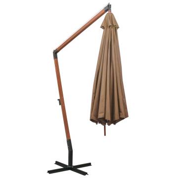 Hanging Parasol 3.5x2.9m Taupe - Solid Fir Wood