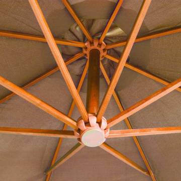 Hanging Parasol 3.5x2.9m Taupe - Solid Fir Wood