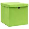 10 Pack Green Storage Boxes with Lids - Durable & Foldable