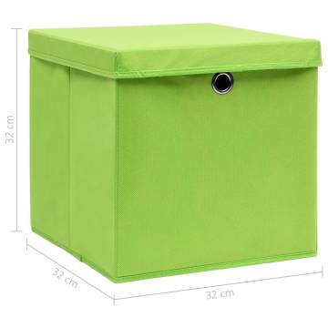 10 Pack Green Storage Boxes with Lids - Durable & Foldable