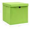 10 Pack Green Storage Boxes with Lids - Durable & Foldable