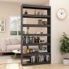 Grey Book Cabinet & Room Divider - Solid Pinewood 100x30x200 cm