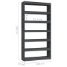 Grey Book Cabinet & Room Divider - Solid Pinewood 100x30x200 cm