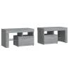 Stylish 2-Pc Bedside Cabinets with LED Lights - Grey Sonoma