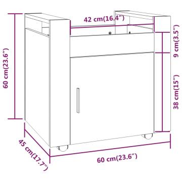 Desk Trolley Black 60x45x60 cm | Engineered Wood Storage