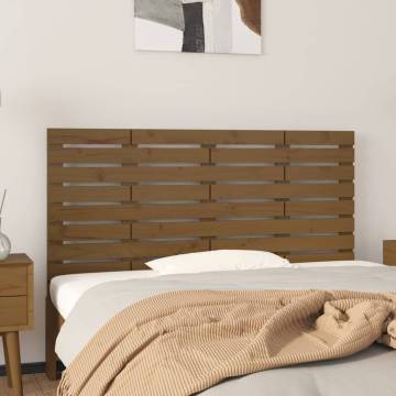 Elegant Honey Brown Wall Headboard - Solid Pine 146x3x63 cm