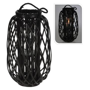 H&S Collection Lantern Reed 50x28 cm Black - Elegant Decor